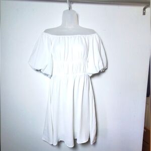 Dokotto Off-Shoulder White Mini Dress